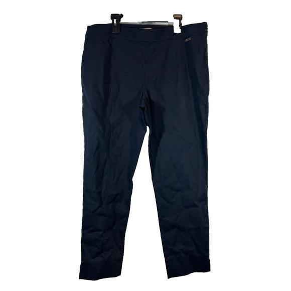 Tory Burch Pants - Tory Burch 10 Navy Blue Flat Front Straight Leg Ankle Pant Side Zip Stretch A20